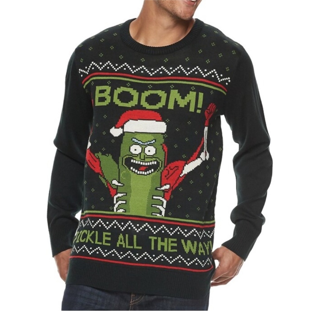 Rick and Morty pickle rick size medium Men's funny Novelty Christmas Sweater